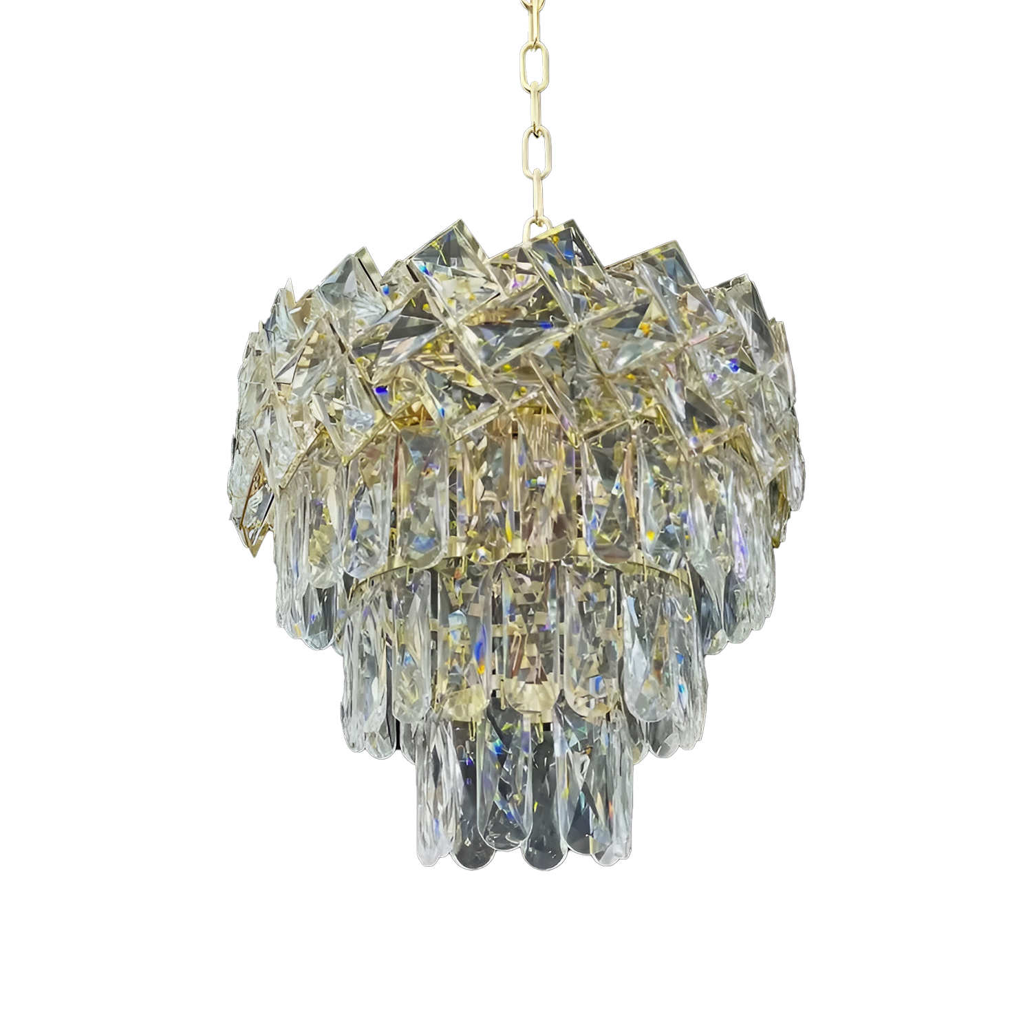 Candelabru Cristal WINDSOR Petito 3xE27, Diametru 30cm, Auriu Lucios, Inaltime Reglabila – culoare aurie, 30 cm – RegalS