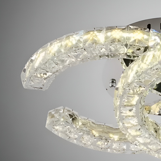 Lustra LED Cristal cu Telecomanda Shia 27W Dimabila Argintiu