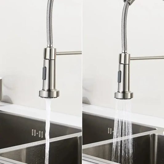 Baterie Bucatarie cu Dus Extractibil, Inox si Alama Crom, YD/101 – culoare argintie – RegalStore, iluminat interior