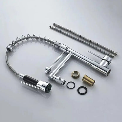 Baterie Bucatarie cu Dus Extractibil, Inox si Alama Crom, YD/201 – culoare argintie – RegalStore, iluminat interior