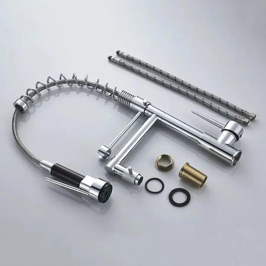 Baterie Bucatarie cu Dus Extractibil, Inox si Alama Crom, YD/201 – culoare argintie – RegalStore, iluminat interior