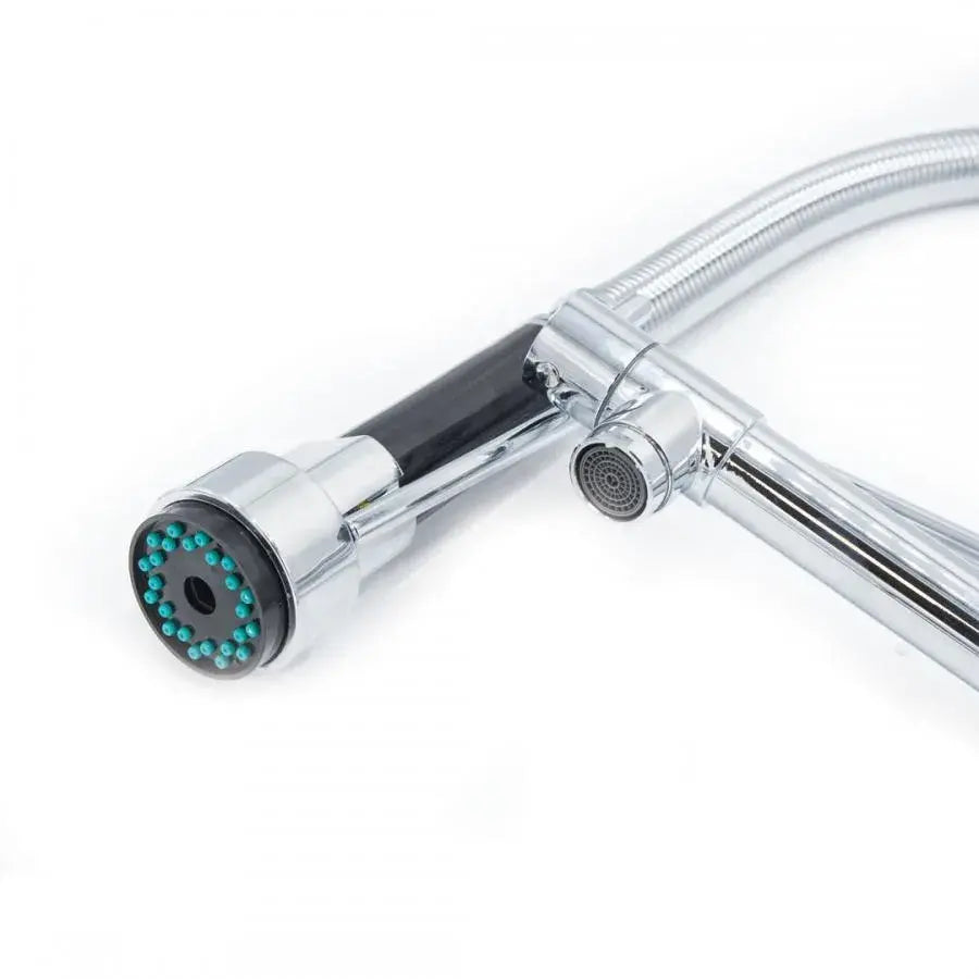 Baterie Bucatarie cu Dus Extractibil, Inox si Alama Crom, YD/301 – culoare argintie – RegalStore, iluminat interior