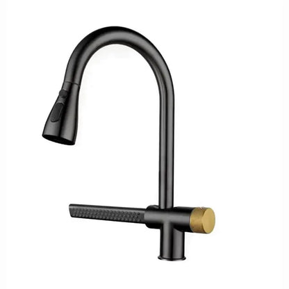 Baterie Bucatarie cu Dus Extractibil Inox Negru Cu Functie Cascada YB1500H – culoare neagră – RegalStore, iluminat inter