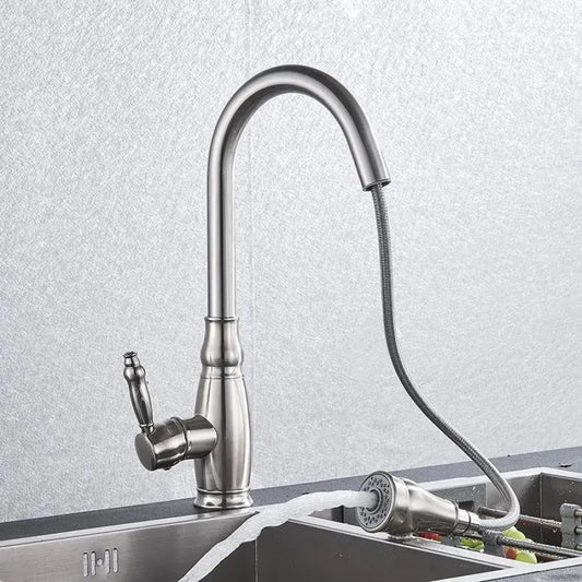 Baterie Bucatarie cu Dus Extractibil, Inox SUS304, Satinat, YSQ/105
