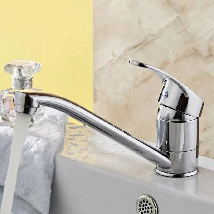 Baterie Lavoar, Pipa Pivotanta, Lungime 15CM, Cartus Ceramic, Crom, Racord Inclus – culoare argintie, 15 cm – RegalStore