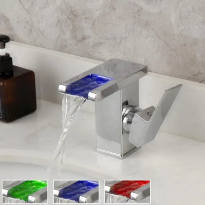 Baterie Lavoar, Crom, Lumina RGB, Schimbare de culoare in functie de temperatura apei, OD3014 – culoare argintie – Regal