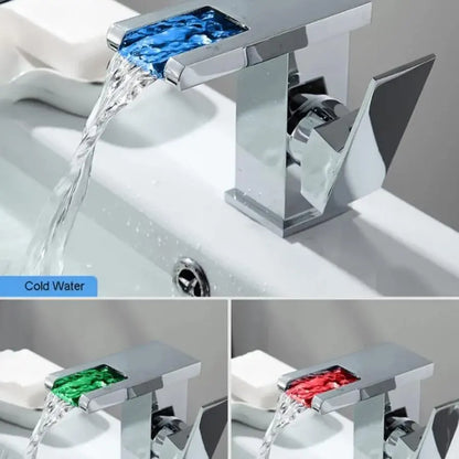 Baterie Lavoar, Crom, Lumina RGB, Schimbare de culoare in functie de temperatura apei, OD3014 – culoare argintie – Regal