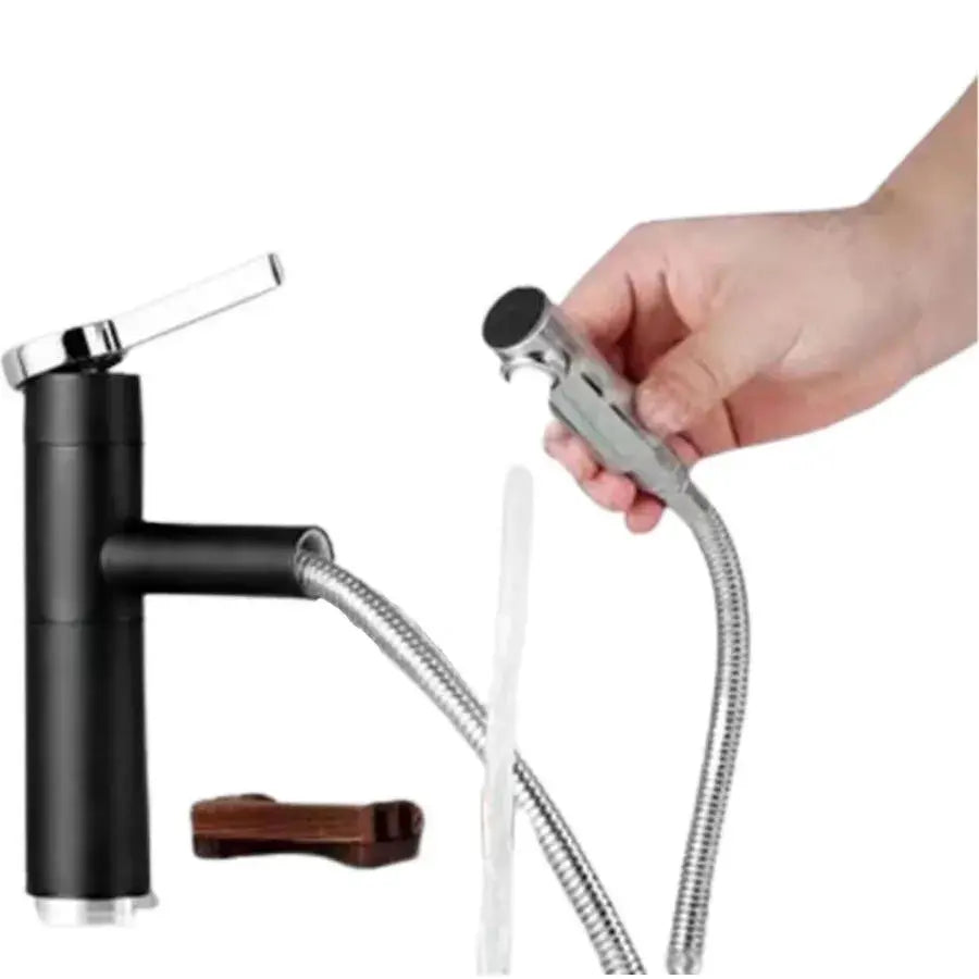 Baterie Lavoar cu Dus Extractibil, Alama Sanitara, Negru, WZX/2022 – culoare neagră – RegalStore, iluminat interior