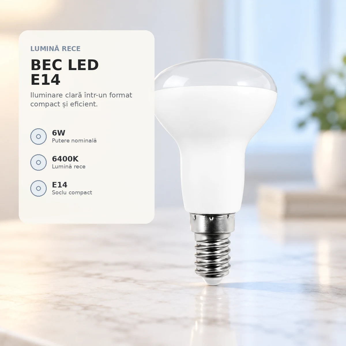 Bec LED E14 6W 6400K - imagine premium