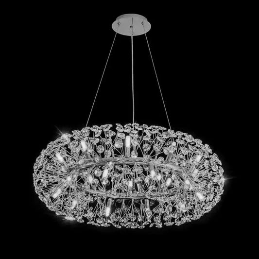 Candelabru Cristal MINUET 12x G9, Diametru 60cm, Argintiu Lucios, Inaltime Reglabila