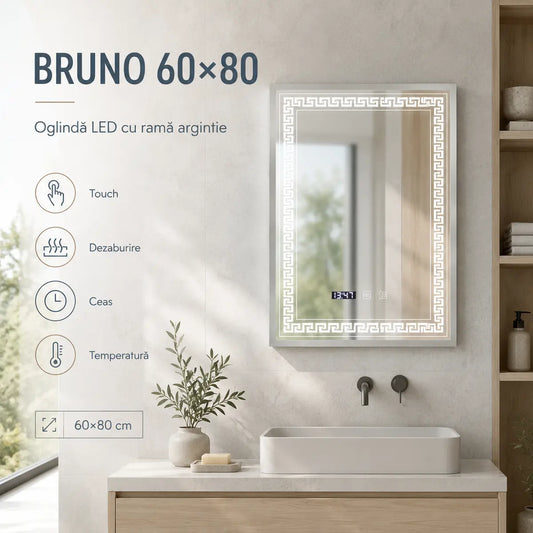 Oglindă LED Bruno 60x80 cm – prezentare premium