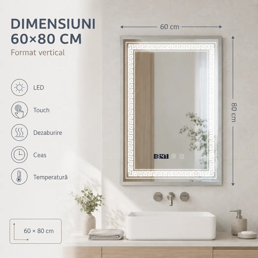 Oglindă LED Bruno – dimensiuni 60x80 cm