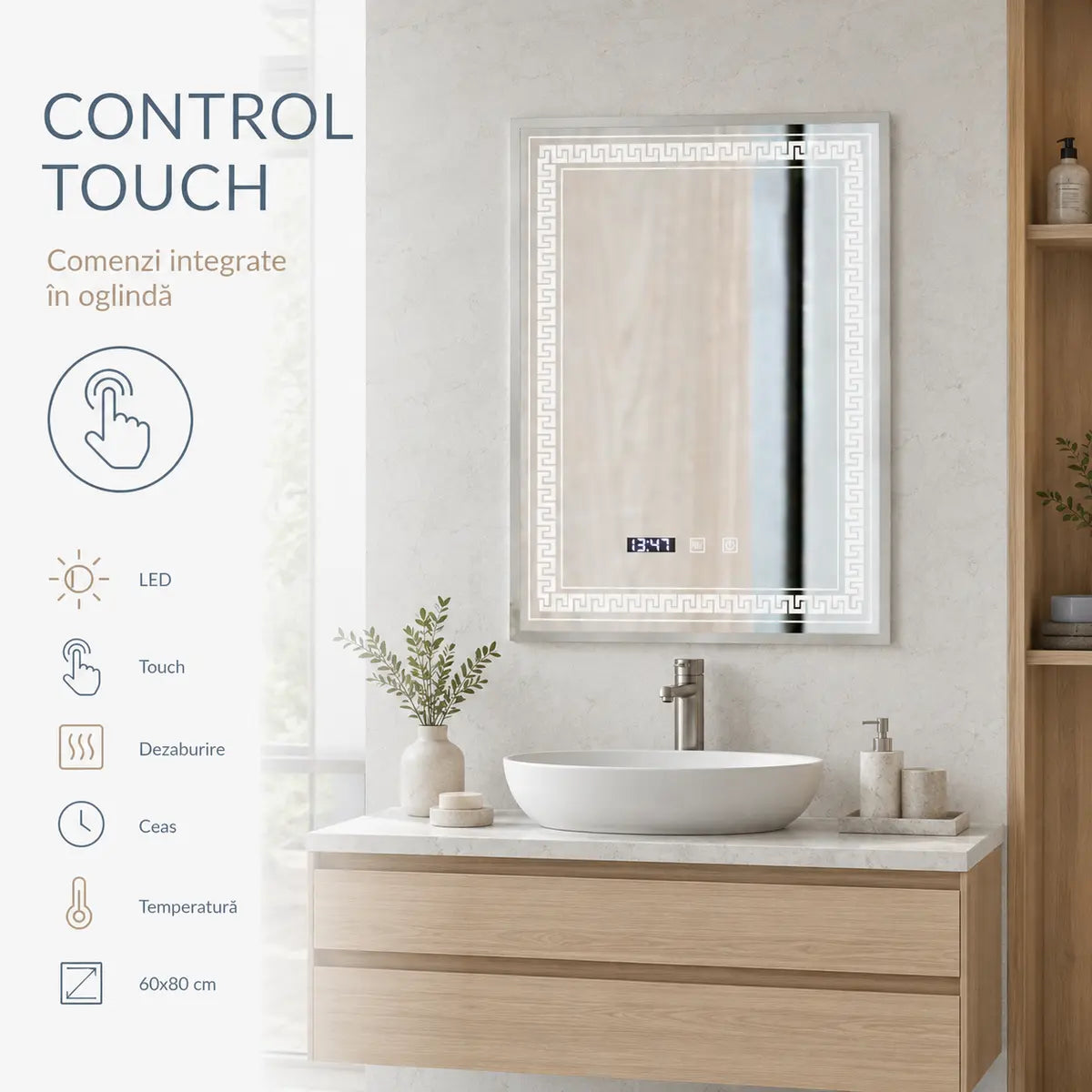 Oglindă LED Bruno – control touch
