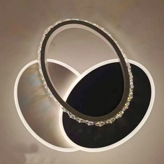 Lustra LED cu cristal PRISMIQ 28W, 3 Ovale, lumina Rece/Calda/Neutra, Negru – lustră LED, culoare neagră – RegalStore, i