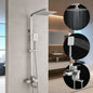 SET Coloana de dus cu baterie, Inox, para patrata, efect ploaie, 3 functii, montare pe perete, Satinat, Accesorii Incluse, LY005