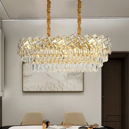 Candelabru Cristal WINDSOR Regalis 10x E27, Diametru 85cm, Auriu Lucios, Inaltime Reglabila