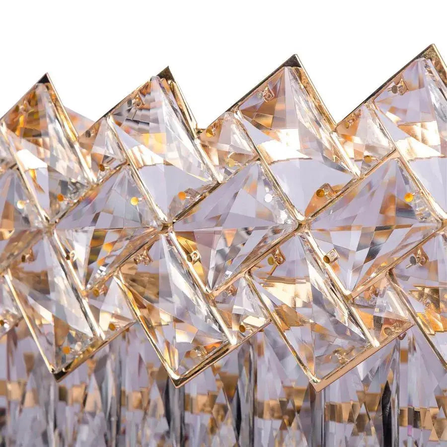 Candelabru Cristal WINDSOR Regalis 10x E27, Diametru 85cm, Auriu Lucios, Inaltime Reglabila