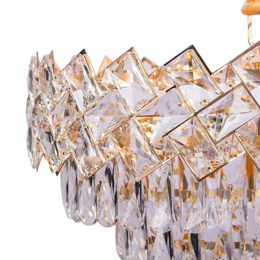 Candelabru Cristal WINDSOR Supremo 16xE27, Diametru 80cm, Auriu Lucios, Inaltime Reglabila