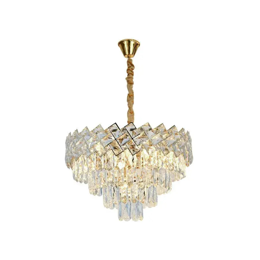 Candelabru Cristal WINDSOR Eleganza 6x E14, Diametru 49cm, Auriu Lucios, Inaltime Reglabila