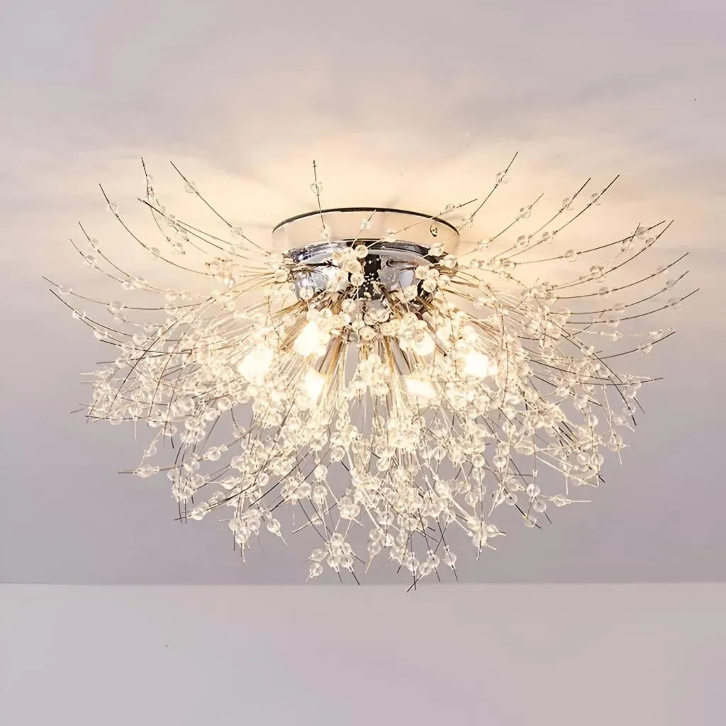Candelabru Cristal RONDO Vivace, 5x G9, Diametru 40cm, Argintiu Lucios