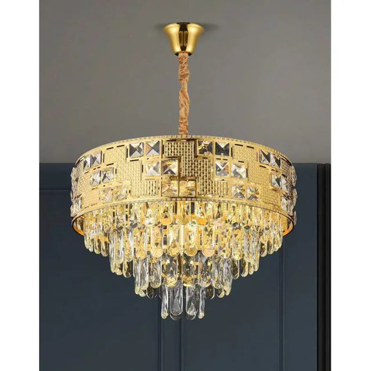 Candelabru Cristal NEUSCHWANSTEIN Nobile 4xE14, Diametru 40cm, Auriu, Inaltime Reglabila