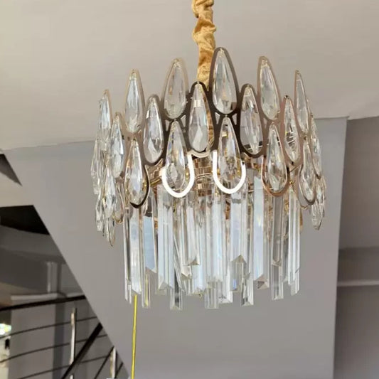 Candelabru Cristal ALHAMBRA Petito 3x E14, Diametru 30cm, Auriu Lucios, Inaltime Reglabila