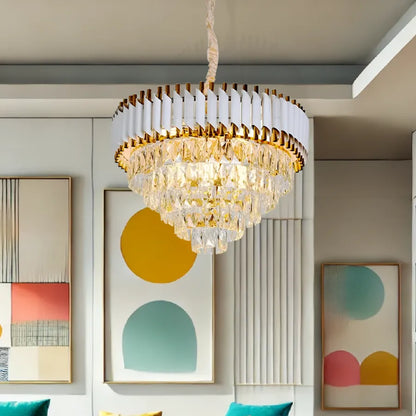 Candelabru Cristal VERSAILLES Nobile 4xE14, Diametru 40cm, Auriu Lucios si Alb, Inaltime Reglabila – culoare aurie, culo