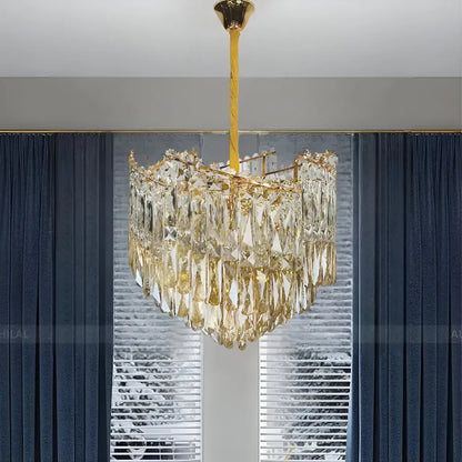 Candelabru Cristal TOPKAPI Petito 3xE27, Diametru 30cm, Auriu Lucios, Inaltime Reglabila