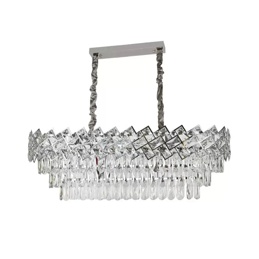 Candelabru Cristal WINDSOR Regalis 10xE27, Diametru 85cm, Crom Lucios, Inaltime Reglabila