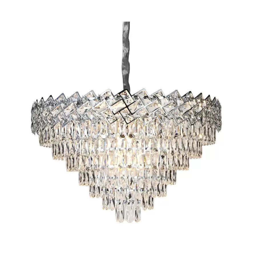 Candelabru Cristal WINDSOR Supremo 16xE27, Diametru 80cm, Crom Lucios, Inaltime Reglabila – culoare argintie, 80 cm – Re