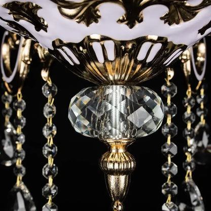 Candelabru Cristal Luciano, 6*E14, Auriu, Metal si Cristal