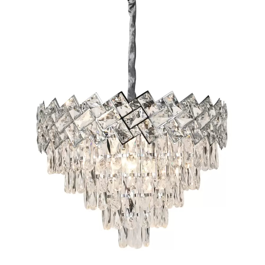 Candelabru Cristal WINDSOR Eleganza 5x E27, Diametru 49cm, Crom Lucios, Inaltime Reglabila – culoare argintie, 49 cm – R