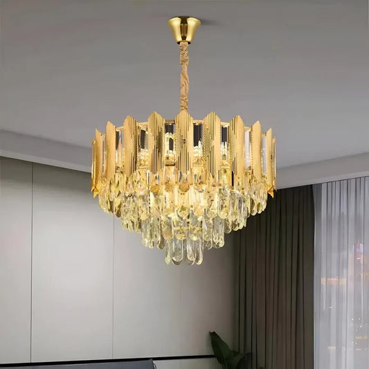 Candelabru Cristal BUCKINGHAM Petito 3xE14, Diametru 30cm, Auriu, Inaltime Reglabila