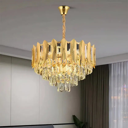 Candelabru Cristal BUCKINGHAM Nobile 5xE14, Diametru 40cm, Auriu, Inaltime Reglabila
