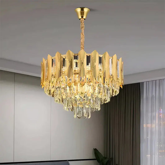 Candelabru Cristal BUCKINGHAM Nobile 5xE14, Diametru 40cm, Auriu, Inaltime Reglabila