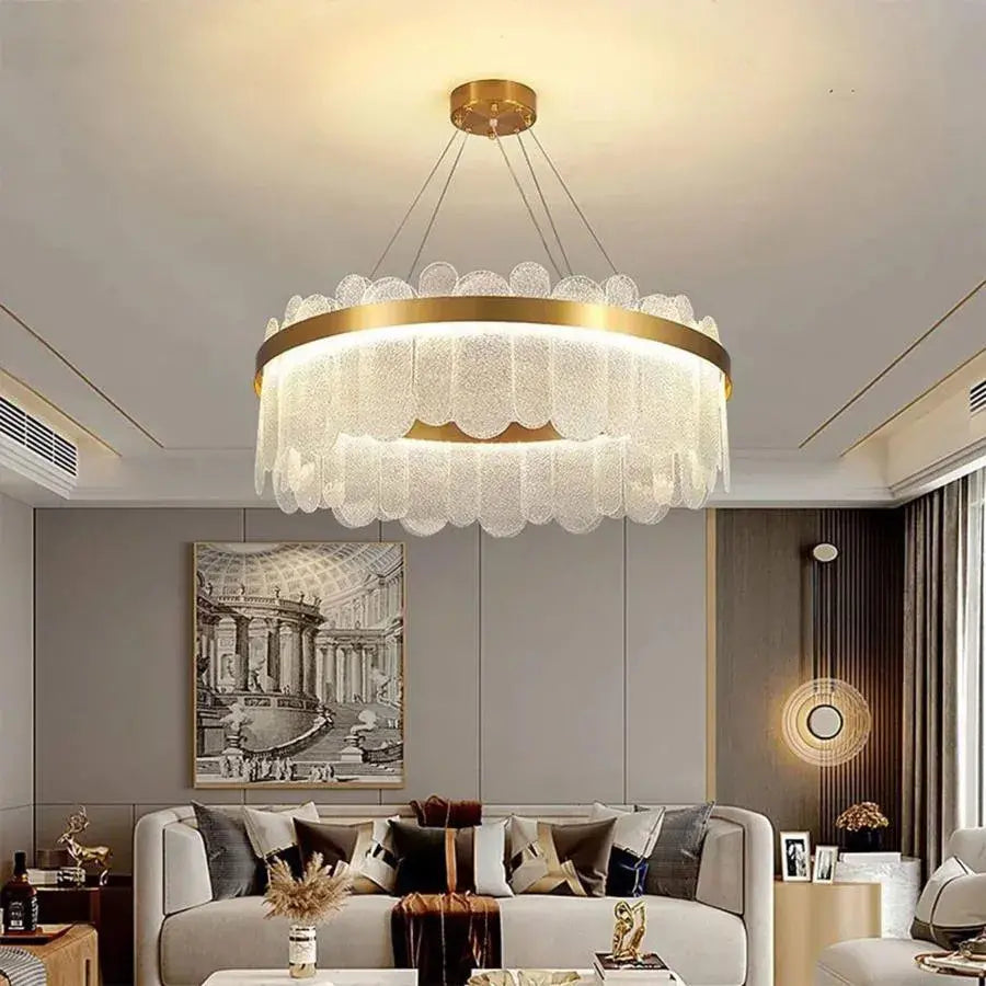 Candelabru LED cu Telecomanda Alonzo 93W Dimabil Diametru 60cm Auriu – culoare aurie, cu telecomandă, 60 cm – RegalStore