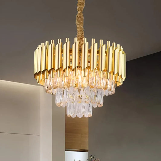 Candelabru Cristal VERSAILLES Nobile 5xE14, Diametru 40cm, Auriu, Inaltime Reglabila