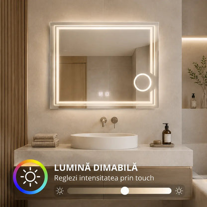 Oglindă LED Canto – lumină dimabilă