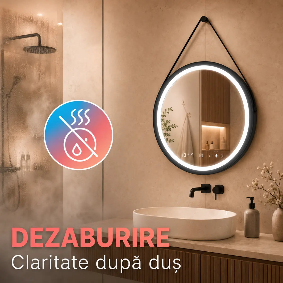 Oglindă LED Celeste Eleve – funcție dezaburire