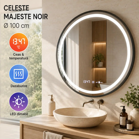 Oglindă LED Celeste Majeste Noir 100 cm – prezentare premium