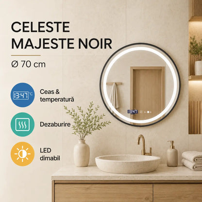 Oglindă LED Celeste Majeste Noir 70 cm – prezentare premium
