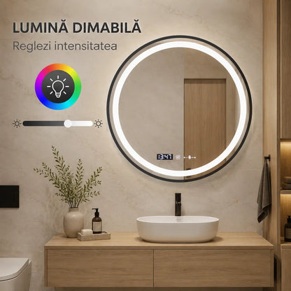Oglindă LED Celeste Majeste Noir 70 cm – lumină dimabilă