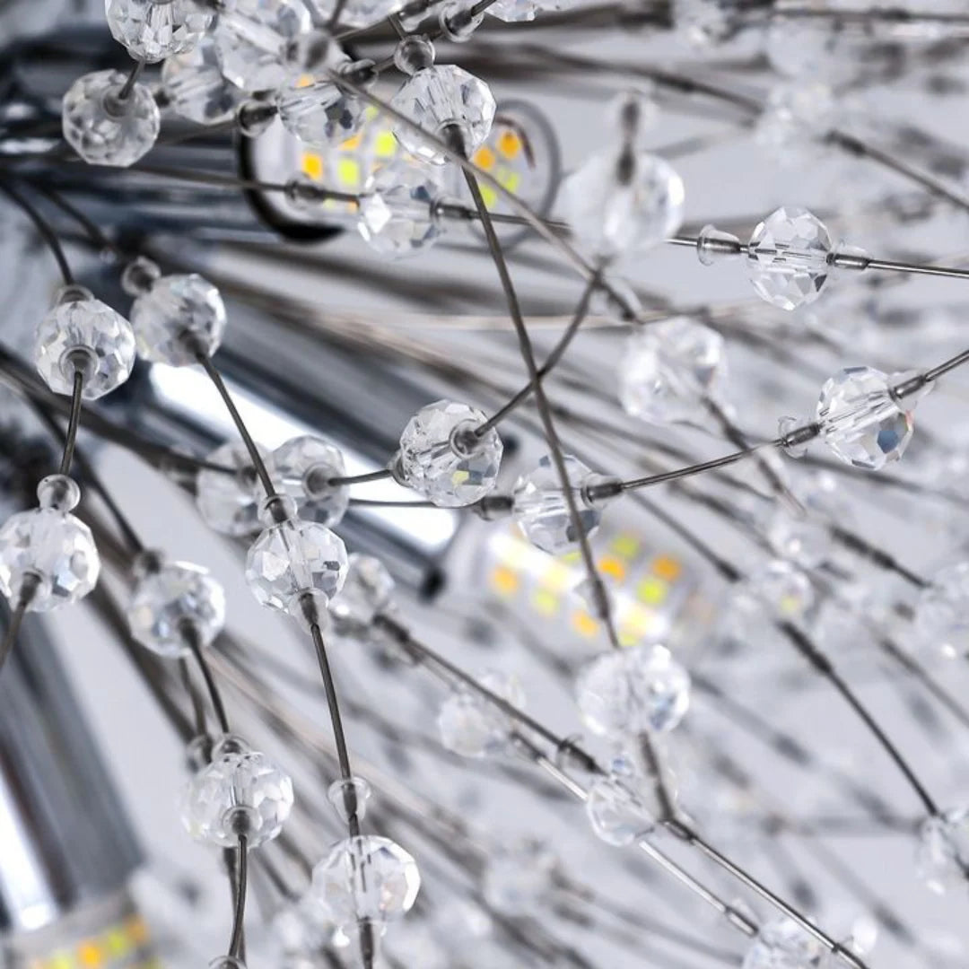 Candelabru Cristal Schonbrunn, 6x G9, Diametru 40cm, Argintiu Lucios, Inaltime Reglabila