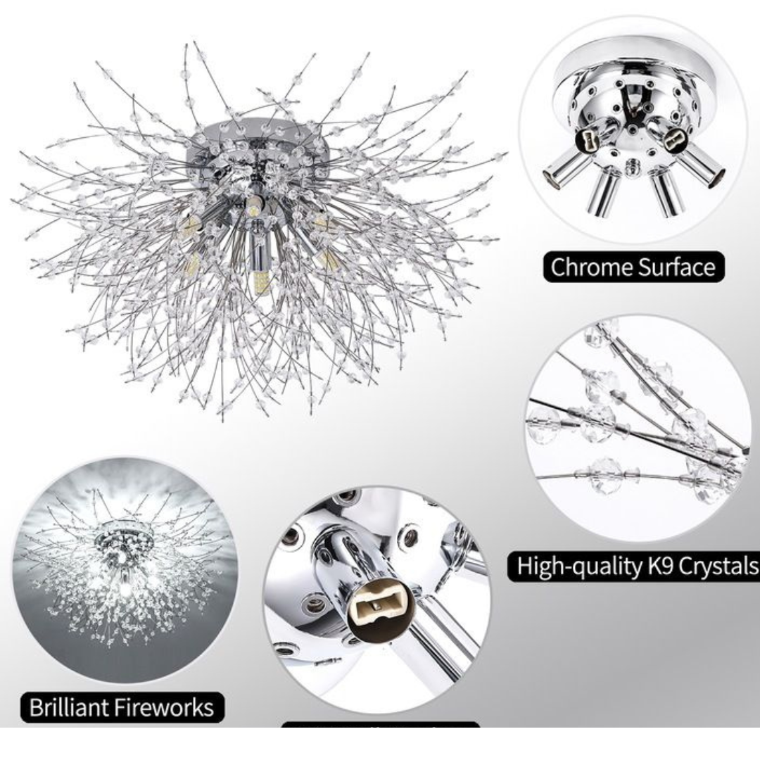 Candelabru Cristal RONDO Vivace, 5x G9, 38cm, Crom