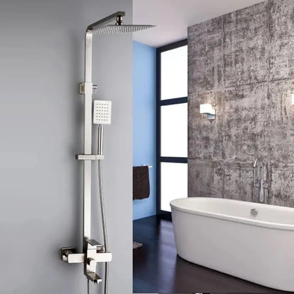 Coloana de dus, Inox, para patrata, efect ploaie, 3 functii, montare pe perete, Satinat, Accesorii Incluse, LY005