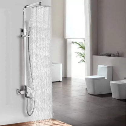 Coloana de dus, Inox, para patrata, efect ploaie, 3 functii, montare pe perete, Satinat, Accesorii Incluse, LY005