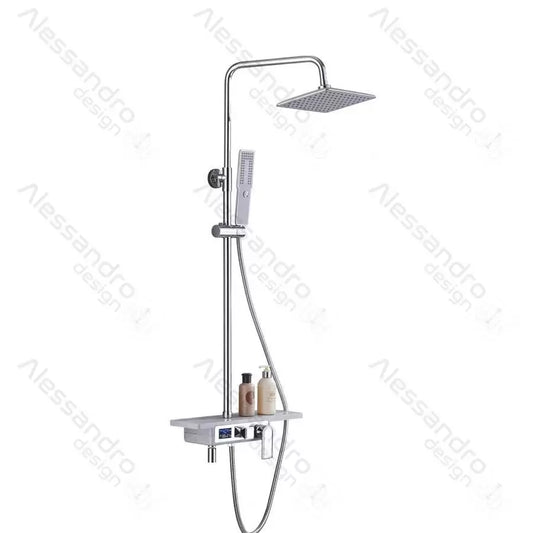 Coloana Dus, Afisaj LCD, Inox, Alb/Argintiu, SJG/009