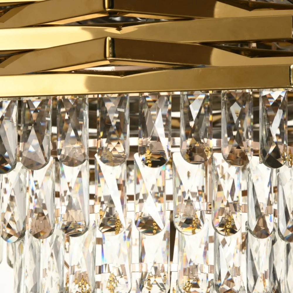 Candelabru Cristal HEXA Ø30cm 3xE14 Auriu Inaltime Reglabila