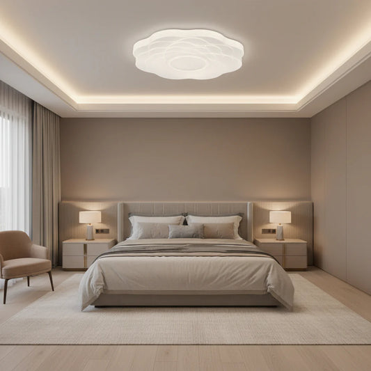 Plafoniera LED Floare 23 cm, 22W, 3000K / 4000K / 6000K, Alb, Metal si Acril