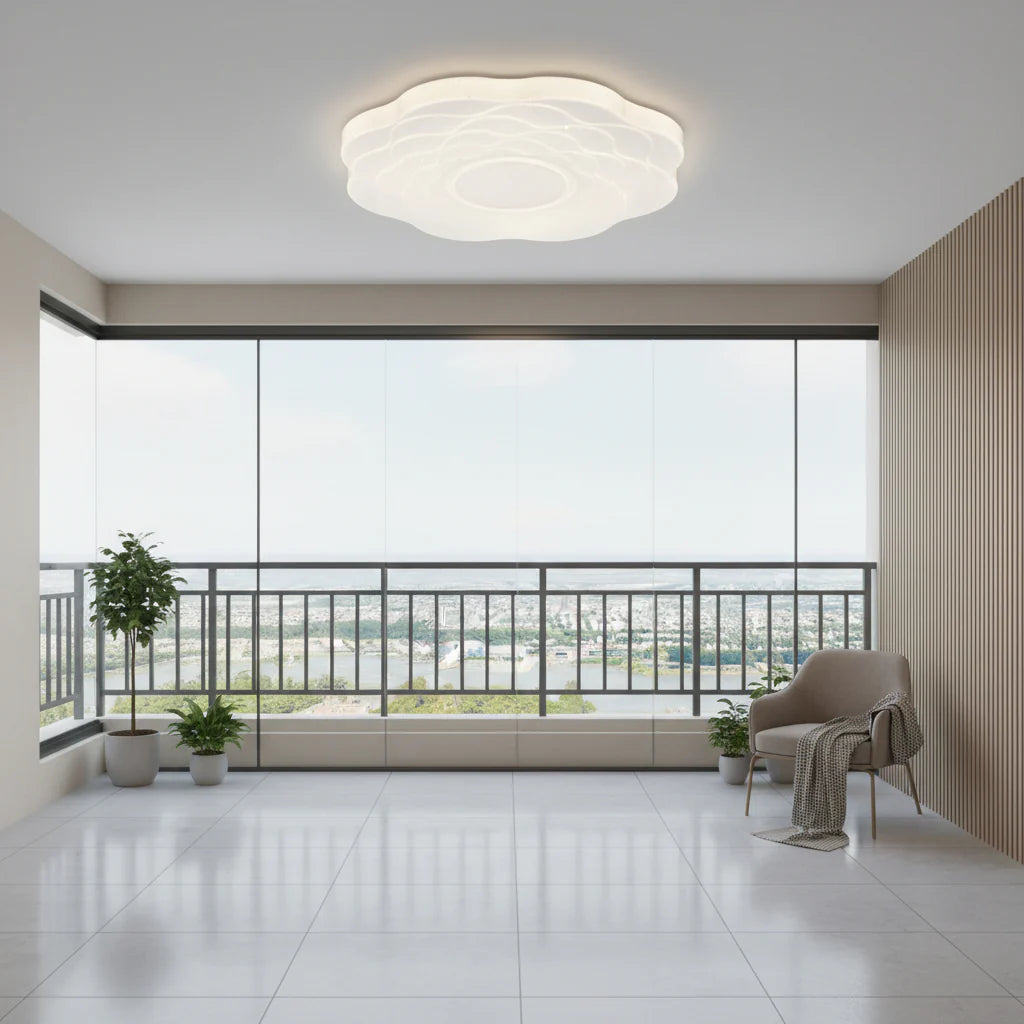 Plafoniera LED Floare 23 cm, 22W, 3000K / 4000K / 6000K, Alb, Metal si Acril